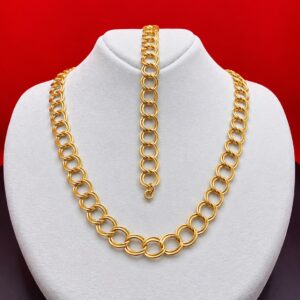 Doppelring Goldschmuck Set 14 Karat 585 Gelbgold Halskette Armband 8.01g Helvetia Gold Zuerich