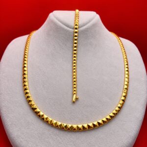 Pyramiden Goldschmuck Set 14 Karat 585 Gelbgold Halskette Armband 14.62g Helvetia Gold Zuerich