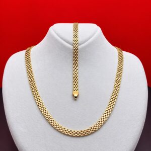 Flechtkette Goldschmuck Set 14 Karat 585 Gelbgold Halskette Armband 16.27g Helvetia Gold Zuerich